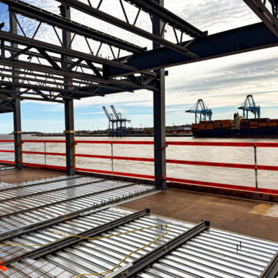 StrapRail floats above the deck and does not interfere with concrete pouring and finishing.