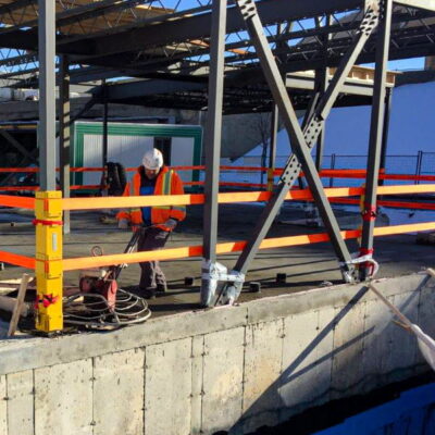 StrapRail floats above the deck enabling easy concrete finishing.